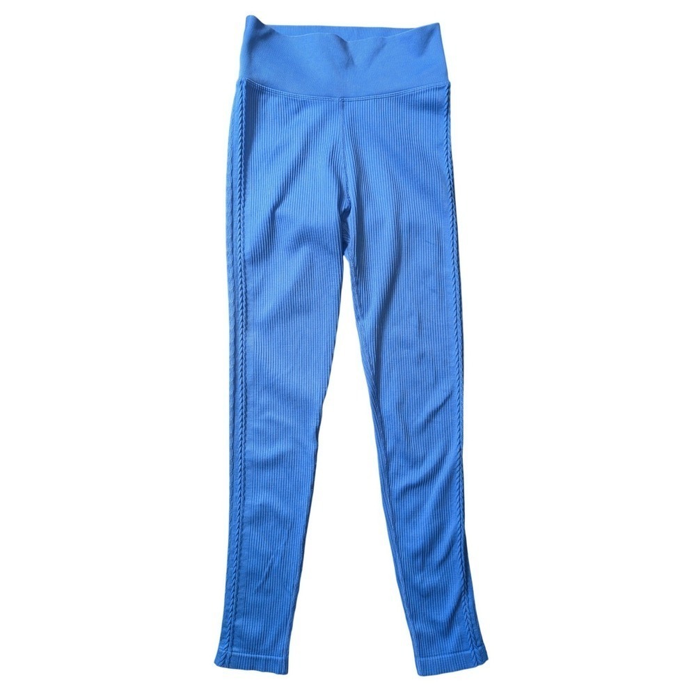 Aerie Offline Sporty FP Movement Inspired Vibrant Blue Rubbed Braided Leggings